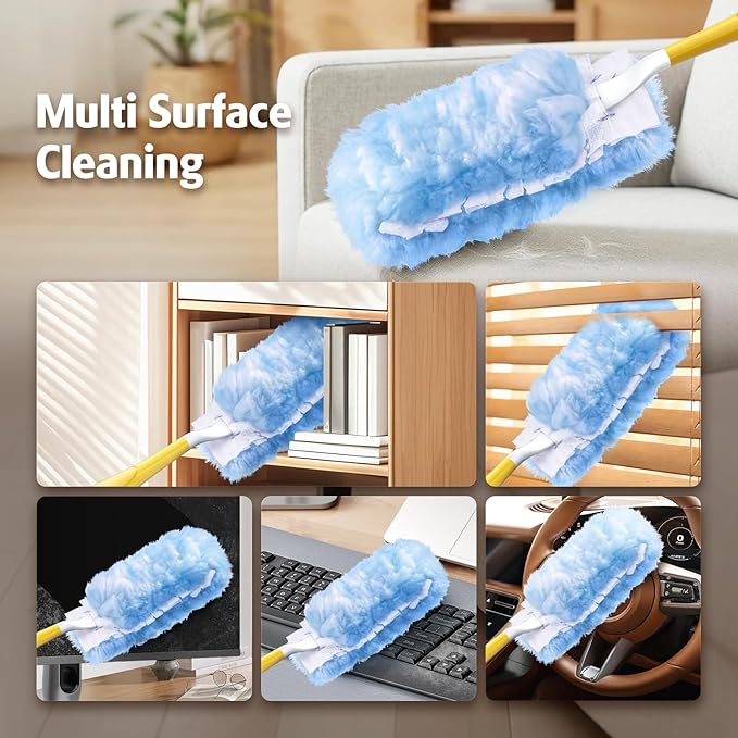 Duster Refill for Swiffer Duster, 50 Count Heavy Duty 2 Side 360° Duster Refills, 6X Microfibers, Disposable Multi Surface Dusters for Cleaning (Not Include Handle)