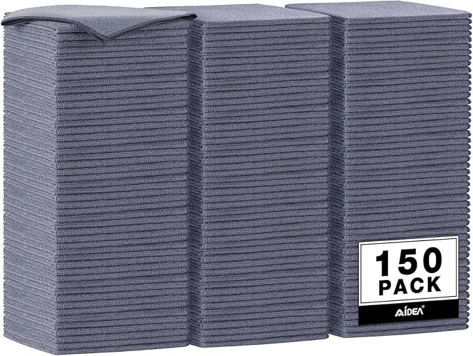 AIDEA 극세사 걸레 그레이 150팩, 차량용 극세사 타월, 프리미엄 차량용 천, SUV, 가정, 주방, 창문, 작업장에 적합한 보푸라기 없는 청소용 천, 12×12인치