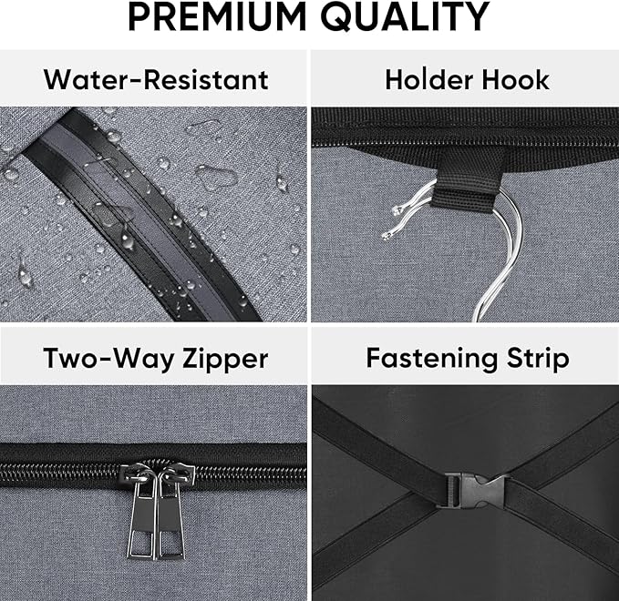 BALEINE Travel Garment Bag, Travel Suit Bag for Men, 42'' Waterproof Carry on Garment Bags for Hanging Clothes, Garment Duffel Bag for Travel Business (Grey)