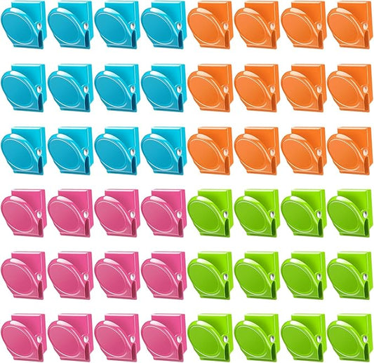 VICNOVA Magnetic Clips, 48 Pieces Magnetic Metal Chip Clips Fridge Magnets Refrigerator Whiteboard Locker Magnets Heavy Duty Clip Classroom Organization Teacher Must Haves School Supplies Accessories