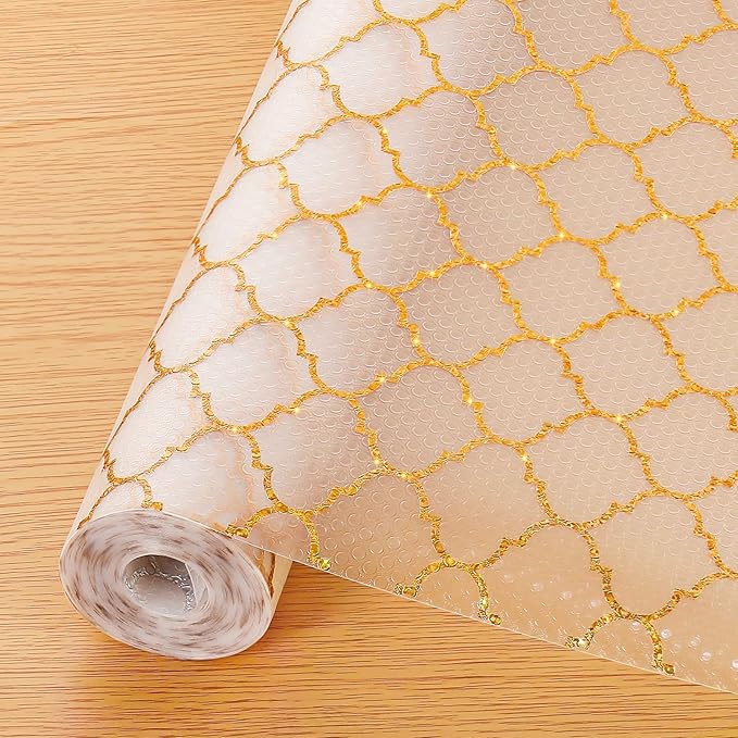 Cooyes Shelf and Drawer Liners for Kitchen Cabinets, Non-Adhesive Cabinet Liner, EVA Waterproof Durable Non-Slip Drawer Mats for Shelves, Fridge, Storage, Kitchen Cupboards – Modern Pattern