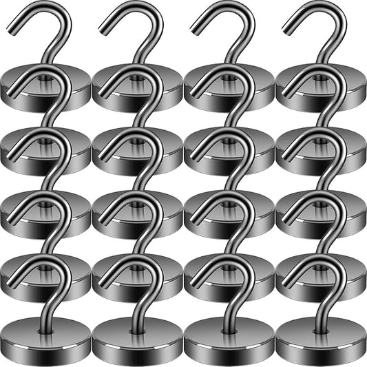 Neosmuk Magnetic Hooks, Cruise Ship Essentials, 120lb+ Heavy Duty Magnetic Hooks for Cruise Cabins, Refrigerator, Grill, Hanging, and Travel | Extra Strong Must-Haves Magnet Hook,Gunmetal,Pack of 20