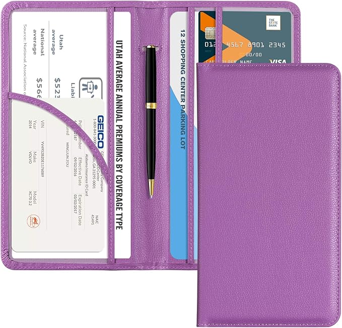 CoBak Car Registration and Insurance Holder - Vehicle Glove Box Car Organizer,Auto Truck Comparment Accessories Case with Magnetic Closure for Essential Document,Driver License,Cards