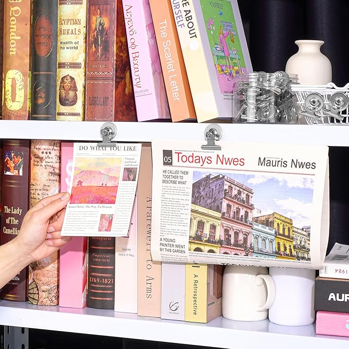 40 Pack Magnetic Clips Heavy Duty, Silver Magnet Clips for Fridge, Refrigerator Magnets, Strong Magnetic Clip, Scratch Free Magnets with Clip for Whiteboard, Refrigerator, Locker