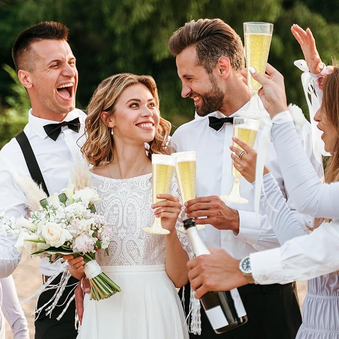 SUREHOME Plastic Champagne Flutes Disposable Champagne Glasses 20 Pack 5 Oz Clear Plastic Mimosa Glasses Acrylic Wedding Toasting Cups for Graduation Birthday Party Supplies 2026 Bar Cocktail Cups