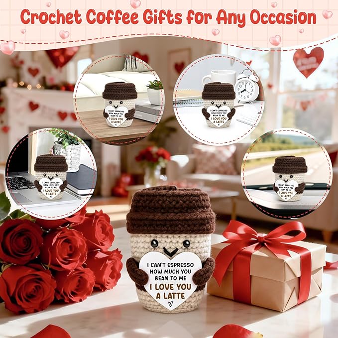 Agantree art Anniversary Women Men Her Him Gifts for Girlfriend Boyfriend Father s Day Gift for Husband Wife Birthday Graduation Coffee Lover Couple Crochet Coffee Mug Decor I Love You Her Dad