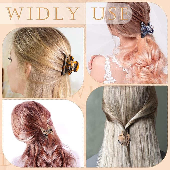 WILLBOND 6 Pieces Medium Hair Claw Clips for Thin Hair 2.6 Inch Tortoise Shell Clip Banana Jaw Hairpin French Style Barrettes Head Accessories for Women Girls(Fresh Pattern)