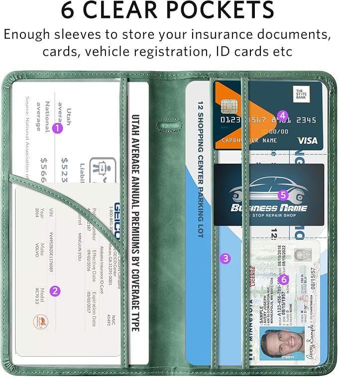 CoBak Car Registration and Insurance Holder - Vehicle Glove Box Car Organizer,Auto Truck Comparment Accessories Case with Magnetic Closure for Essential Document,Driver License,Cards