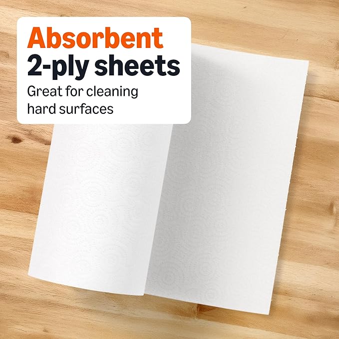 Amazon Basics 2-Ply Flex-Sheets Paper Towels, 6 Rolls = 20 Regular Rolls, 150 Sheets per Roll, Everyday Value
