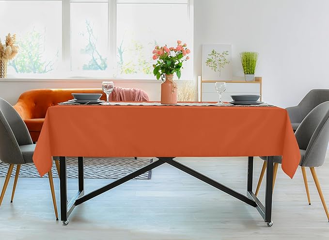 Utopia Kitchen Rectangle Table Cloth 2 Pack (60x84 Inches, Orange), Machine Washable Polyester Table Cover for Dining, Buffet Parties, Picnics, Events, Weddings and Restaurants