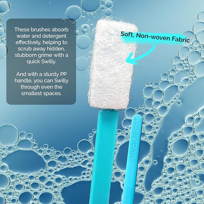 Evaclean Swilly Original Disposable Crevice Brushes - 100 Pack - Versatile Cleaning Tool for Tight Spaces, Window Tracks, Keyboards, Car Vents, and Household Use (Multicolor)