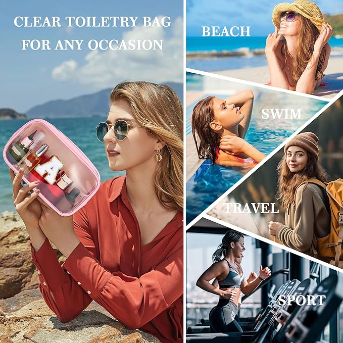 YOOLIFE Christmas Gifts for Grandkids Teacher Gift Travel Toiletry Bag Clear Makeup Bag Travel Essentials Christmas Gifts for Girls Teen Girlfriend Kids Birthday Gift Stocking Stuffers Pink M