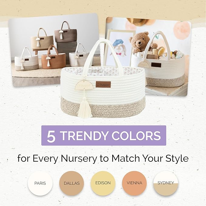 Baby Diaper Caddy Organizer, Portable Nursery Storage Basket with Sturdy Handle Diaper Caddy Basket, Car Caddy for Diapers and Baby Wipes, Newborn Essentials