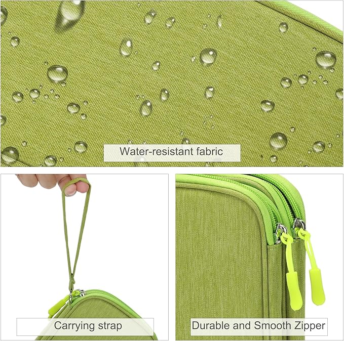 FYY Electronic Organizer, Travel Cable Organizer Bag Pouch Electronic Accessories Carry Case Portable Waterproof Double Layers Storage Bag for Cable, Cord, Charger, Phone, Earphone, Medium Size Green