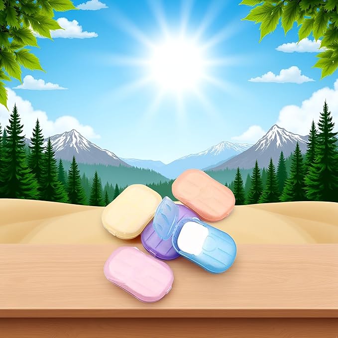 500 Sheets Disposable Soap Paper 5 Boxes Hand Cleaner Fragrance Mini Color Soap Paper for school Indoor, Outdoor, Travel, Camping Hiking, Camping Soaps Sheets