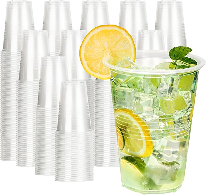 YEEHAW 16 oz Plastic Cups, 1000 Pack - Clear Disposable Drinking Water Cups for Cold Beverages, Ideal for Party