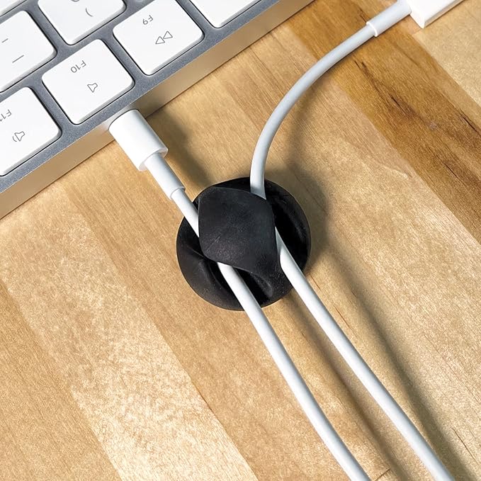 Wrap-It Storage Cable Clips - (Assorted 28-Pack) Black - Desk and Nightstand Cable Holder for Phone and Bedside Table Cord Organizer