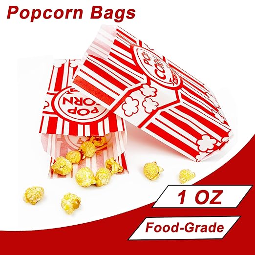 Homrelaxy 800 Pcs Paper Popcorn Bags, 1 oz Popcorn Bags Individual Servings, Bulk Pop Corn Sleeves for Pop Corn Machine, Movie Night, Cinema, Carnival, Party, Concessions