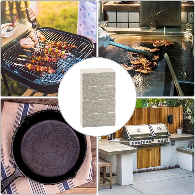 Blackstone Brick BBQ Cleaning Stone Block Heavy Duty Flat Top Grill Bricks Pumice Stone Griddle Cleaner Non-Scratch for Remove Greases Stains Residues - 4 Pack