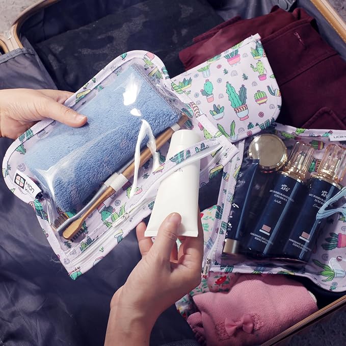 TSA Approved Toiletry Bag, Set of 3 Clear Travel Toiletry Bag Quart Size Zipper Travel Pouch, Waterproof Makeup Cosmetic Bag for Women Men Kids Toiletries Carry on, PurpleX