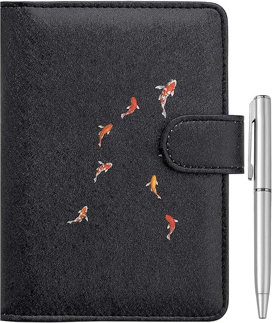 WALNEW Passport Holder for Travel, RFID Passport Cover Wallet for Women Men, PU Leather Passport Book Card Holder Case with Pen (Buckle Closure, Buckle-Carp)