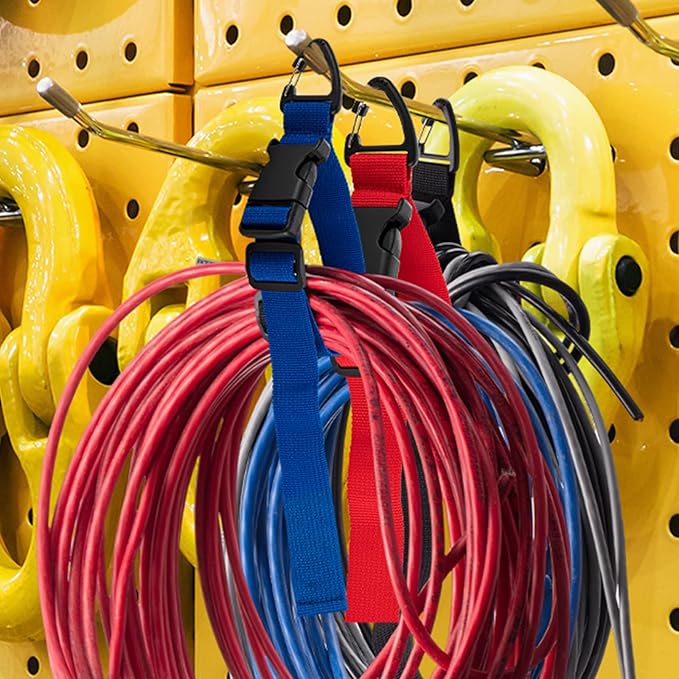 Wowangce 18 Pack 17 Inch Adjustable Extension Cord Holder Organizer with Triangle Clips for Garage Organization and Storage Heavy Duty Extension Cord Hanger for Men Workshop (Multicolor)