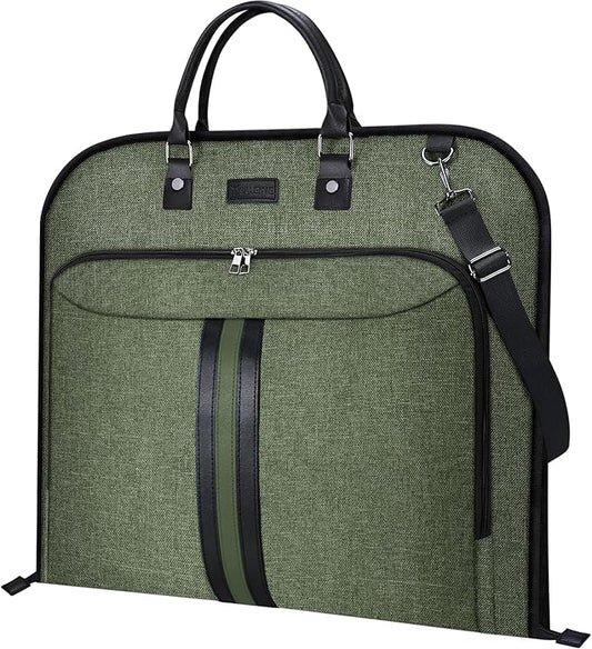 BALEINE Travel Garment Bag, Travel Suit Bag for Men, 42'' Waterproof Carry on Garment Bag for Hanging Clothes, Garment Duffel Bag for Travel Business (Green)