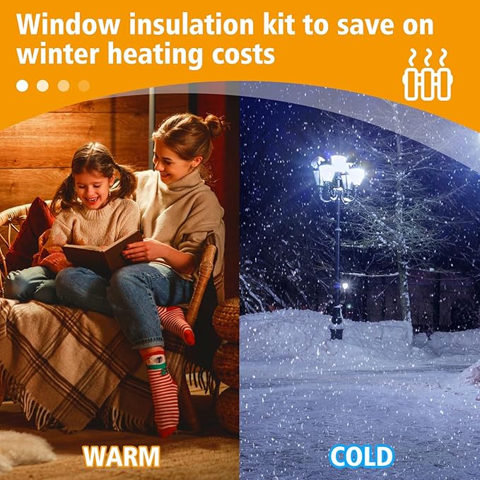 Apipi Thicken Window Insulation for Winter - Fits 10 Windows of 3' x 5' Durable Sealing Plastic Film Cover, Clear Shrink Window Insulation Kit with Double-Side Tape for Winterizing, 63 × 433 in