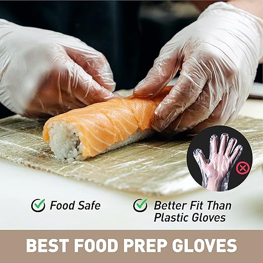 OKIAAS Disposable Gloves L, Bulk of 1000 Pcs|Latex and Powder-Free Clear Vinyl Gloves for Household, Food Handling, Lab Work and more, 10 Dispenser Boxes