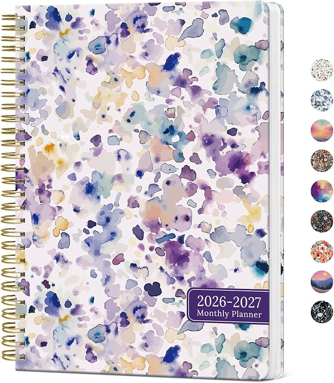 Monthly Planner 2026-2027, Aesthetic 2 Year Months Planner Calendar, 24-Months from January 2026 - December 2027, 26-27 Monthly Calendar Planner, Perfect for School Office Home, 7" x 10" - Purple Blocks