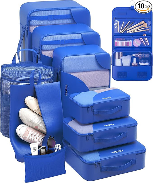 10 Set Packing Cubes for Travel, Gifts for Women Mom,Anti-Tearing Suitcase Organizer,OlarHike Vacation Essentials & Accessories for Cruise Ship