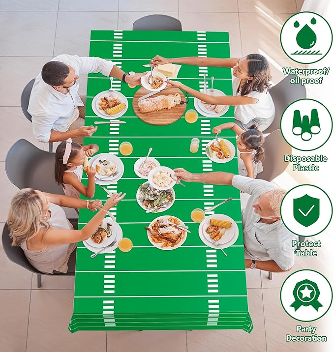 OHOME Football Party Decorations - Super Game Bowl Party Decorations 2026 - Disposable Tablecloth Plastic Table Covers for Football Game Birthday Football Parties Decor Supplies 54" X 108",2 Pack