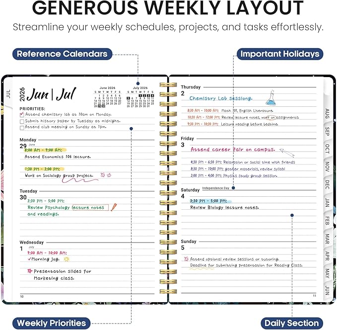 Planner 2026-2027, Academic Year Weekly and Monthly Calender Planner, from Jul 2026 - Jun 2027, Spiral Bound School Planning Book, Perfect for Teacher, Student, Women & Men, A4 (8.5" x 11"), Celestial