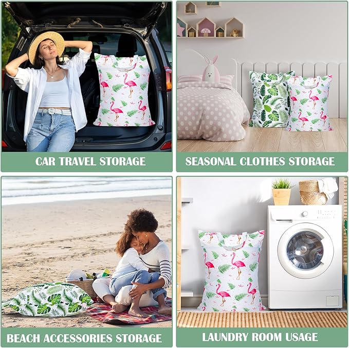 2 Pcs Large Travel Laundry Bags - Waterproof with Handle, Washable Dirty Clothes Bags for Travel, Wet/Dry Bag for Gym, Swimming Pool, College Dorm