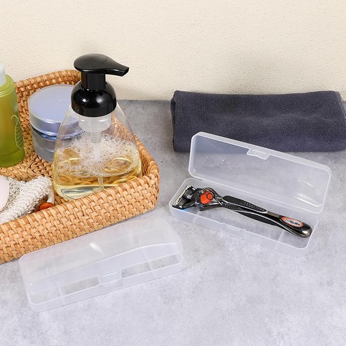 3 Pack Manual Razor Travel Case Transparent Portable Travel Men Manual Razor Protector Universal Portable Shaver Storage Box Shaver Holder Protector Case Organizer for Men Razors And Blade Refills Kit