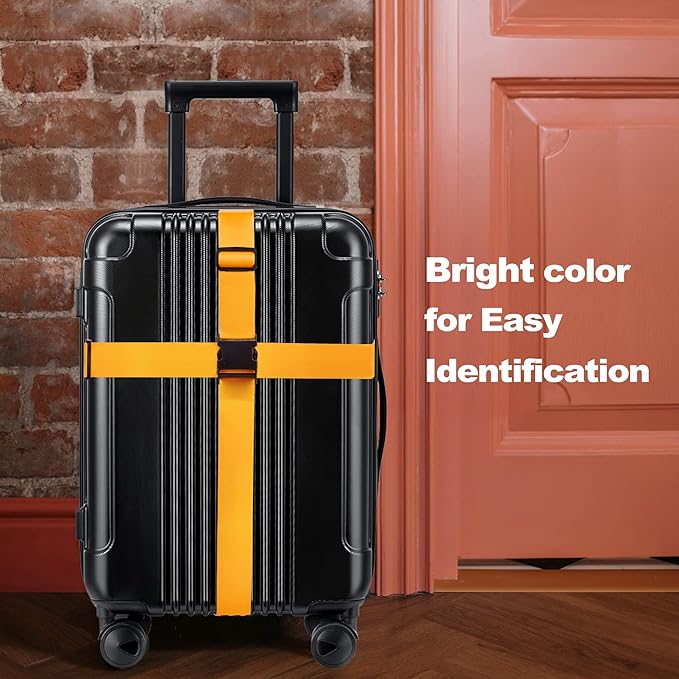 Luggage Straps for Suitcases TSA Approved Travel Belt 4 Pack by Chelmon (Yellow)