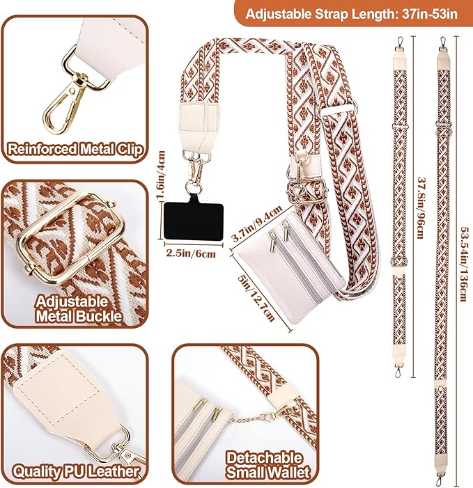 XANGNIER Clip and Go Strap for Phone with Wallet Crossbody, Phone Strap with Zippered Wallet, Adjustable Anti-Theft Cellphone Lanyard for Women, Cellphone Chain Accessories, Multicolor 2