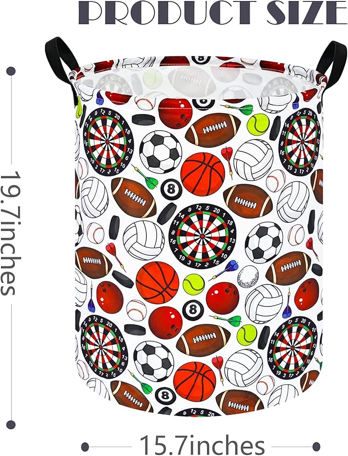 Basketball Pattern Baby Storage Basket Kids Hamper,Waterproof Nursery Bins Organizer Toy Box Laundry Basket Large Canvas for Home/Dorm/Office/Closet/Shelf/Boys Room Decorations