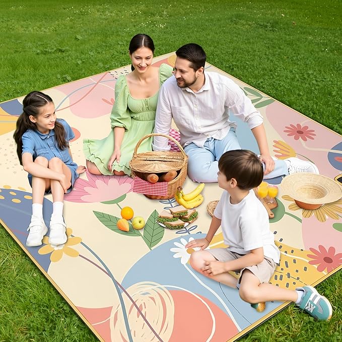 Extra Large Picnic Blankets Waterproof Foldable (80 "x 80") Beach Blanket Waterproof Sandproof,3-Layer Thicking Mat Outdoor Packable Camping Blanket(Bohemian)