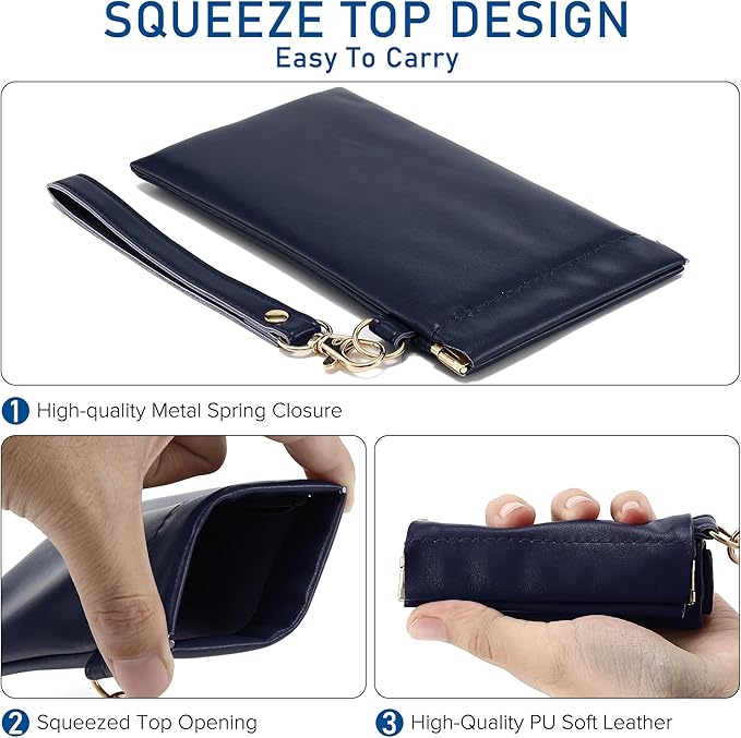 2Pack Leather Glasses Case for Women Men Book-like Hard Shell Eyeglass Bag With Carrying Strap Soft Sunglasses Pouch