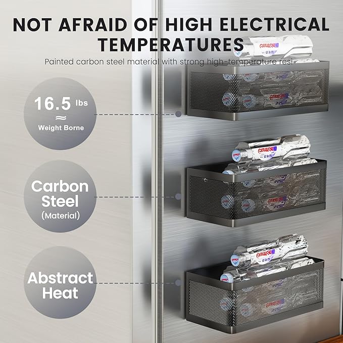 1 Pcs Magnetic Shelf For Fridge Shelves For Whiteboard Classroom Basket Organizer Holder Locker Storage Magnetic Bin Box Containers For Side Of Refrigerator (White, 11''L*4.9''W*3.9''H)