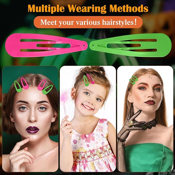 WILLBOND 30 Pieces 3.1 Inch Large Metal Snap Hair Clips Nonslip Barrettes Women Hair Accessories (Pink and Green)