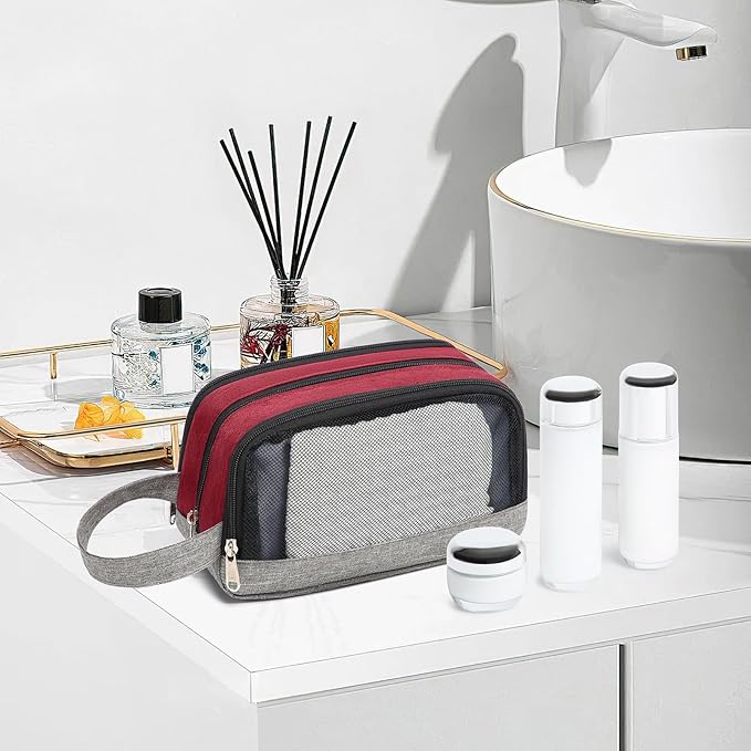 Yeiotsy Men's Travel Toiletry Bag – Color Clash Dopp Kit with Mesh Pockets, Durable Shaving Organizer for Gym, Camping & Weekend Trips