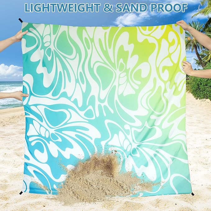 Beach Blanket Waterproof Sandproof Beach Mat 79" X 83"/10'x9' for 2-8 Adults Quick Drying Outdoor Picnic Mat Beach Accessories for Travel, Camping, Hiking