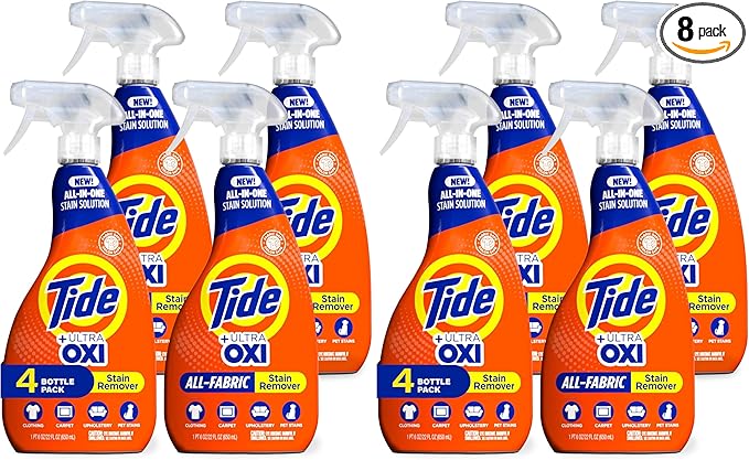 Tide Laundry Stain Remover with Oxi,Rescue Clothes,Upholstery,Carpet and more from Tough Stains,Stain Treater,22 Fl Oz,(Pack of 8)