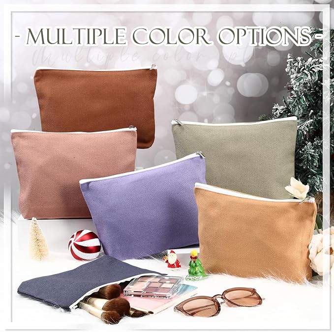 Reginary 10 Pcs Valentines Canvas Makeup Bags Bulk for Women Travel Toiletry Cosmetics Bags Blank DIY Pencil Pouch, Gift for Valentines Patrick's Day Wedding Bridal Shower Coworker (Pastel Color)