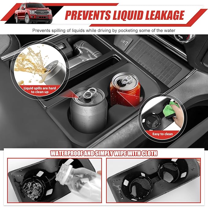 Cup Holder Coaster Insert Fit for 2021-2025 Ford F150 Center Console Cup Holder Inserts Cupholder Mat Pad Cupholder Liner for 2024 2025 Ford F150 Interior Accessories(for F150)