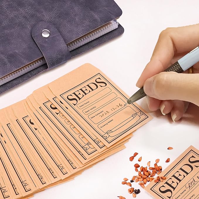 U0U Seed Storage Envelopes, Black Resealable Sealing Seed Envelopes Garden Seed Organizer Storage Box,Seed Packet Organizer Seed Collecting Template for Vegetable (Black Small)