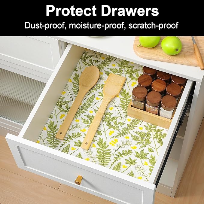 Cooyes Shelf Liners for Kitchen Cabinets Refrigerator Liners Waterproof & Oil-Proof Kitchen Cupboard Liner Drawer Mats EVA Material Non Adhesive Fridge Liner for Shelves（23.6" W x 236" L）