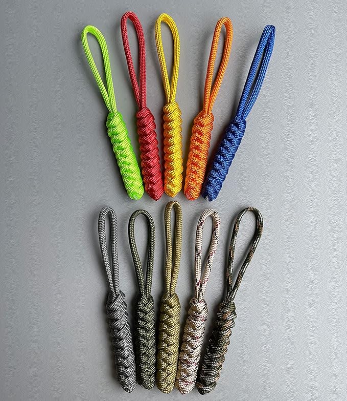 10 Pieces Zipper Pull Replacement Dress Zipper Pull Helper Hand Woven Vajra Knot Paracord Pull Tab Extender for Backpacks Jackets Luggage Purses Handbags (Mutil Color)
